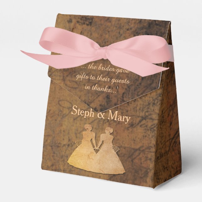 Girl Meets Girl Story Lesbian Wedding Favour Box (Front Side)