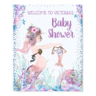 Girl Mermaid Baby Shower Signs