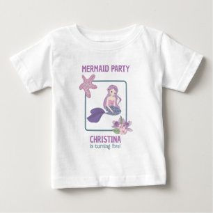 Girl Mermaid Birthday Party Teal Purple Baby T-Shirt