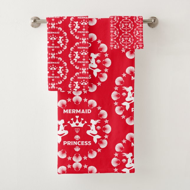  Girl Mermaid Princess Bath Towel Set (Insitu)