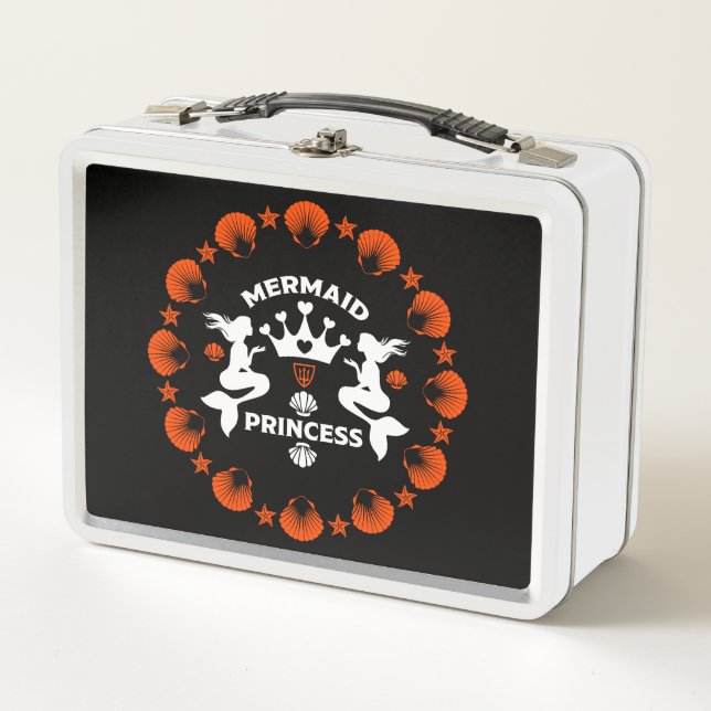  Girl Mermaid Princess Metal Lunch Box (Front)