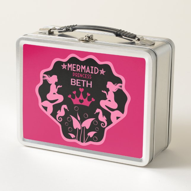  Girl Mermaid Princess Metal Lunch Box (Front)