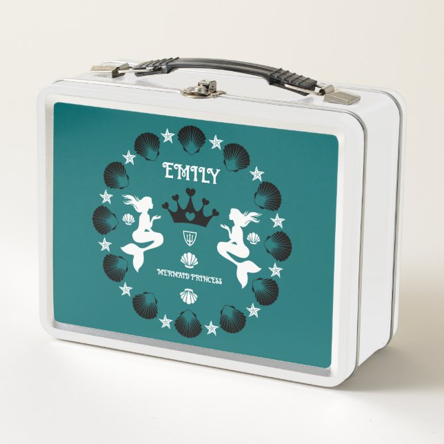  Girl Mermaid Princess Metal Lunch Box (Front)