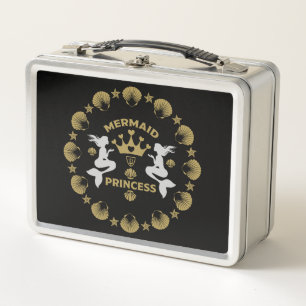  Girl Mermaid Princess Metal Lunch Box