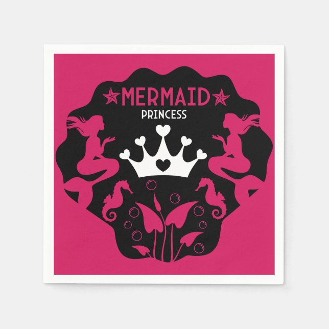  Girl Mermaid Princess Napkin (Front)