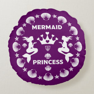 Girl Mermaid Princess Round Cushion