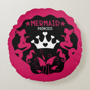  Girl Mermaid Princess Round Cushion