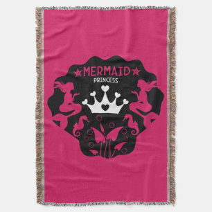 Girl Mermaid Princess Throw Blanket