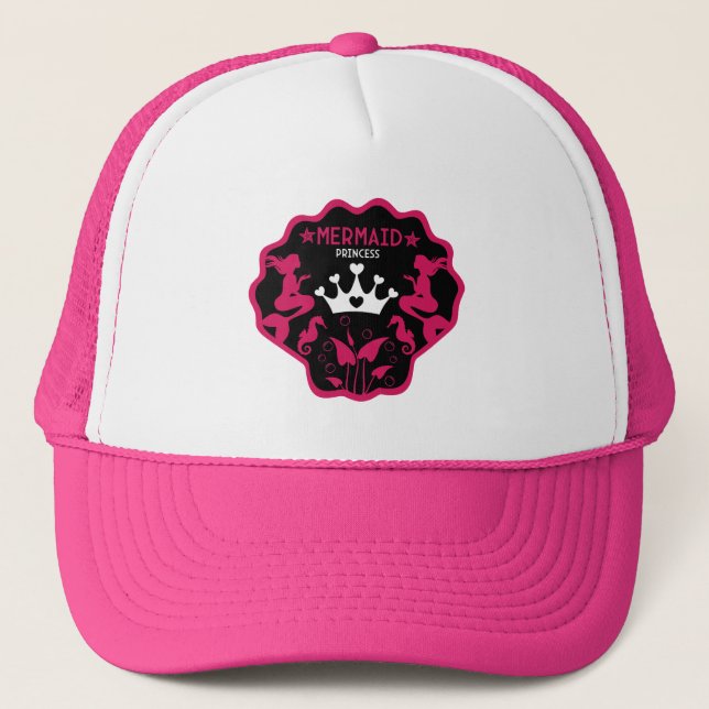  Girl Mermaid Princess Trucker Hat (Front)
