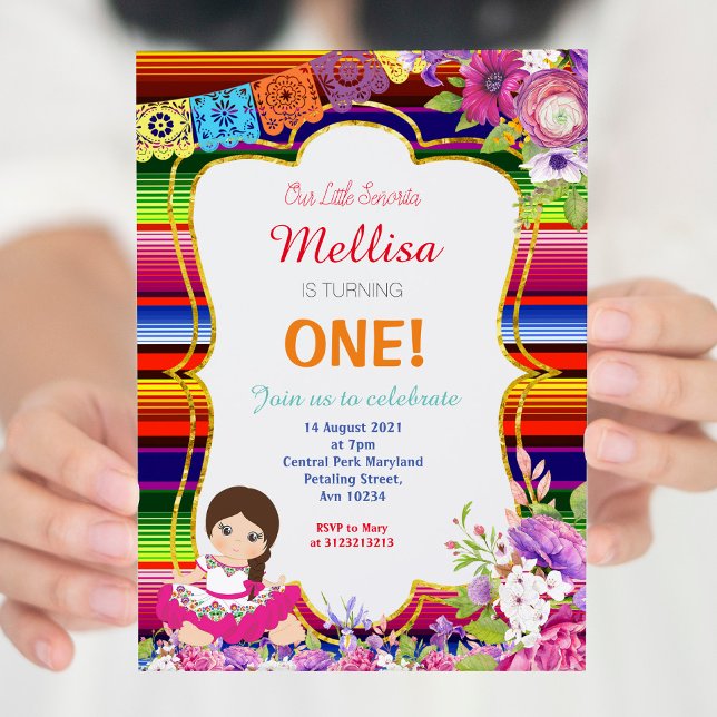 Girl Mexican Fiesta Birthday Party Invitation (Creator Uploaded)
