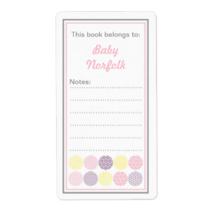 Girl Modern Dot Bookplates with message area
