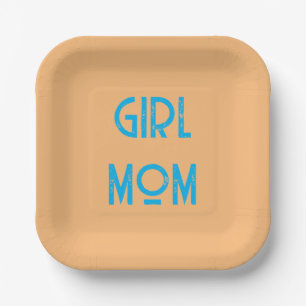 GIRL MOM BABY SHOWER peach Paper Plate