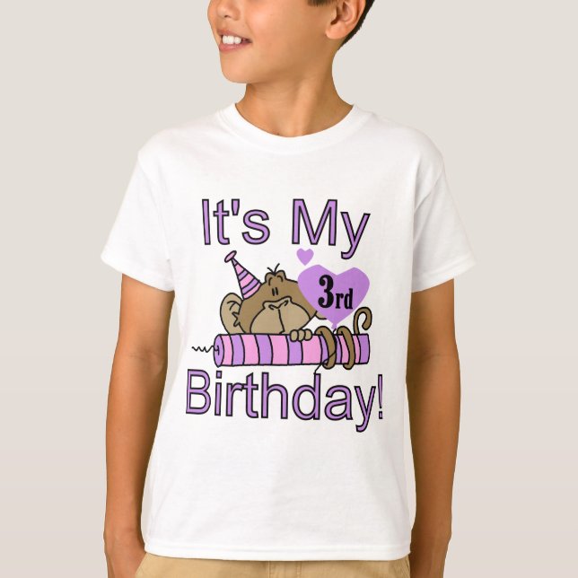 Girl Monkey 3rd Birthday Tshirts and Gifts (Front)