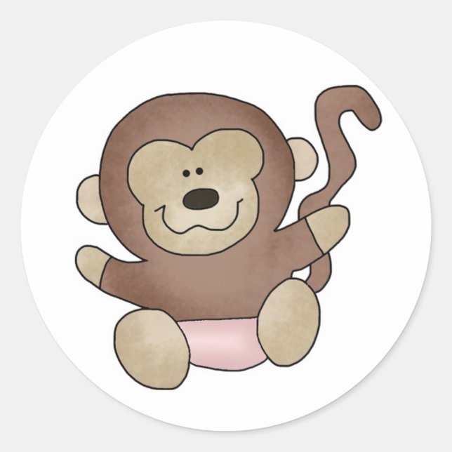 Girl Monkey Classic Round Sticker (Front)