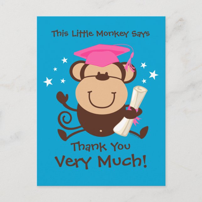 Girl Monkey Graduate Custom Postcard (Front)