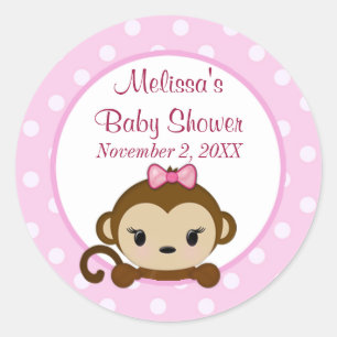 GIRL MONKEY Sweet Safari Baby Shower sticker SST#1