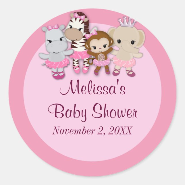 GIRL MONKEY Tu Tu Cute Baby Shower sticker TTC#2 (Front)
