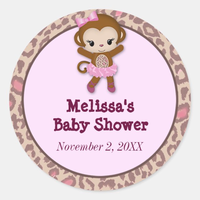 GIRL MONKEY Tu Tu Cute Baby Shower sticker TTC #6 (Front)