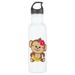 Girl Monkey With Banana 710 Ml Water Bottle