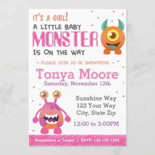 Girl Monster Baby Shower Invitation