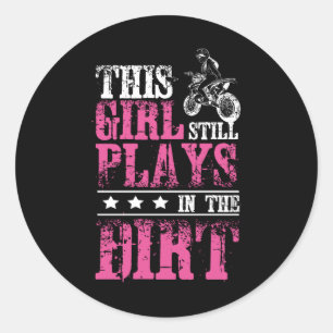 Girl Motocross Dirt Bike Classic Round Sticker