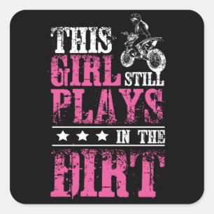 Girl Motocross Dirt Bike Square Sticker