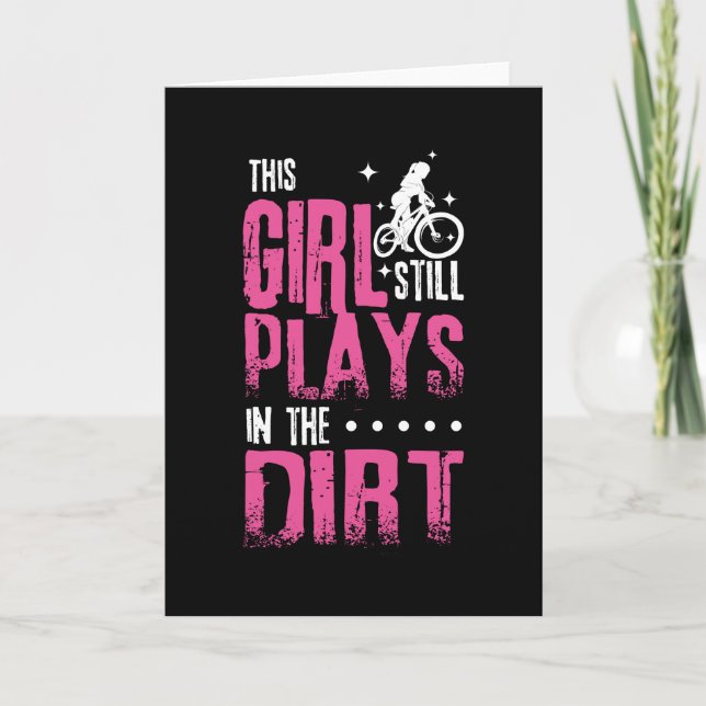 Girl Mountain Biker Downhill Card (Front)