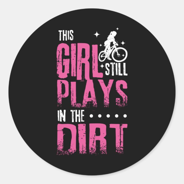 Girl Mountain Biker Downhill Classic Round Sticker (Front)