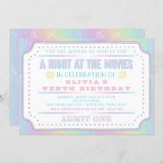Girl Movie Ticket Birthday Party Invitation