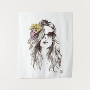Girl multicolored abstract art T-Shirt Tapestry