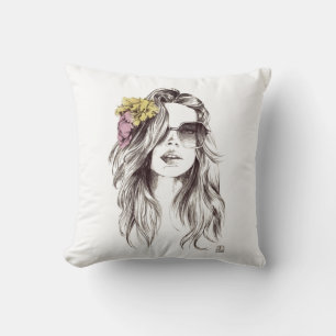 Girl multicolored abstract art T-Shirt Tapestry Cushion
