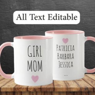 Girl Mum Custom Names Sweet Gift for Mother Mug