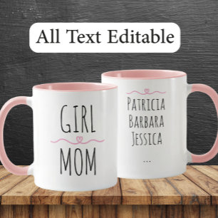 Girl Mum Custom Names Sweet Gift for Mother Mug