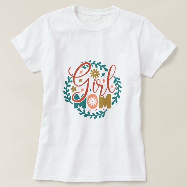 Girl Mum Retro Typography  T-Shirt (Design Front)