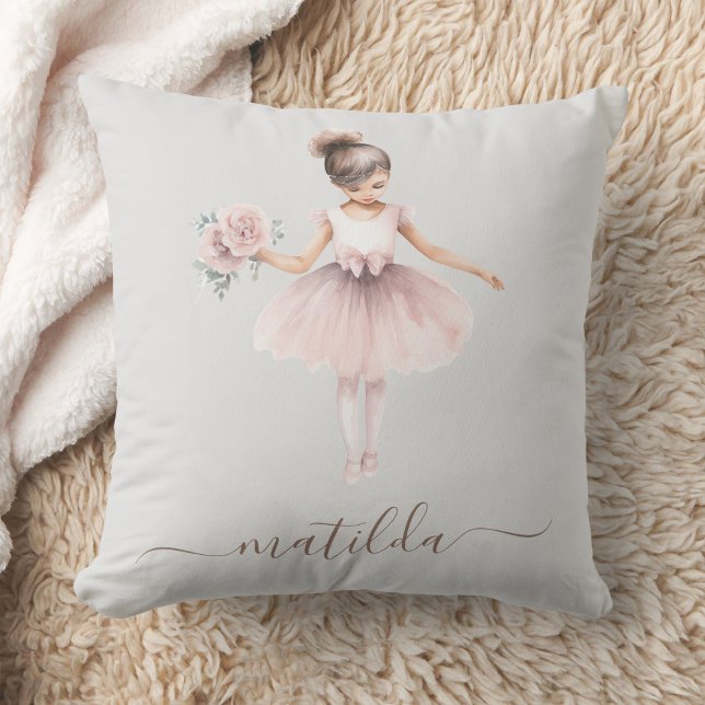 Girl Name Ballerina Cute Watercolor Cushion (Creator Uploaded)