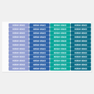 Girl name labels water proof, mermaid ocean colors