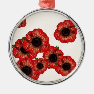 Girl name Poppy, red poppy pattern Art by LeahG Metal Tree Decoration