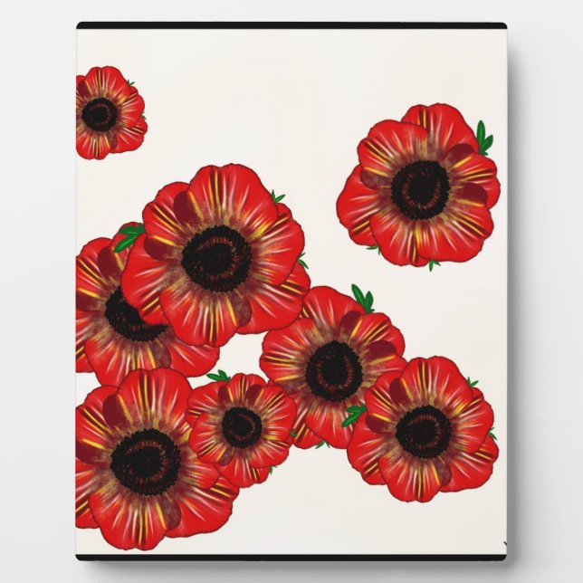 Girl name Poppy, red poppy pattern Art by LeahG Plaque (Front)