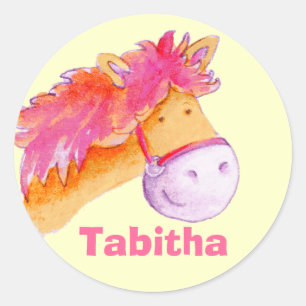 Girl name Tabitha pink pony horse sticker