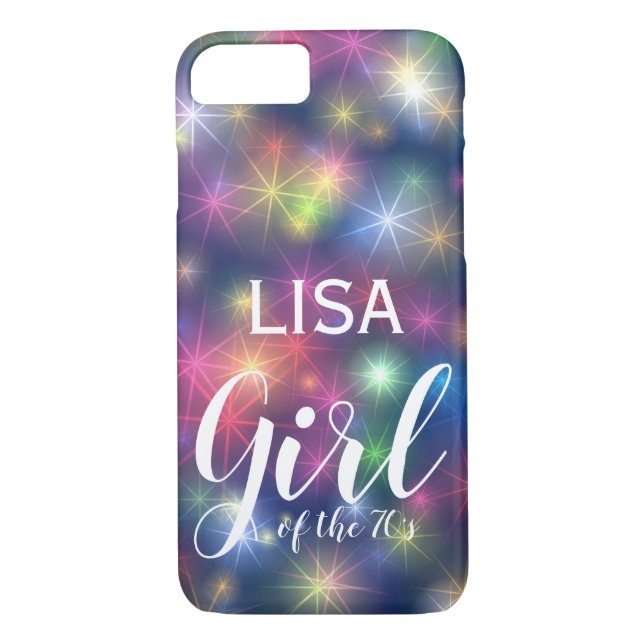 Girl of the Seventies 1970s Typography Disco Light Case-Mate iPhone Case (Back)