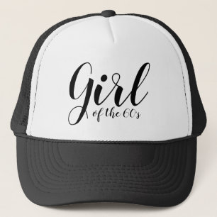Girl of the Sixties 1960s Typography Black White Trucker Hat