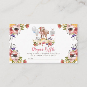 Girl Oh Deer Baby Shower Diaper Raffle Enclosure Card