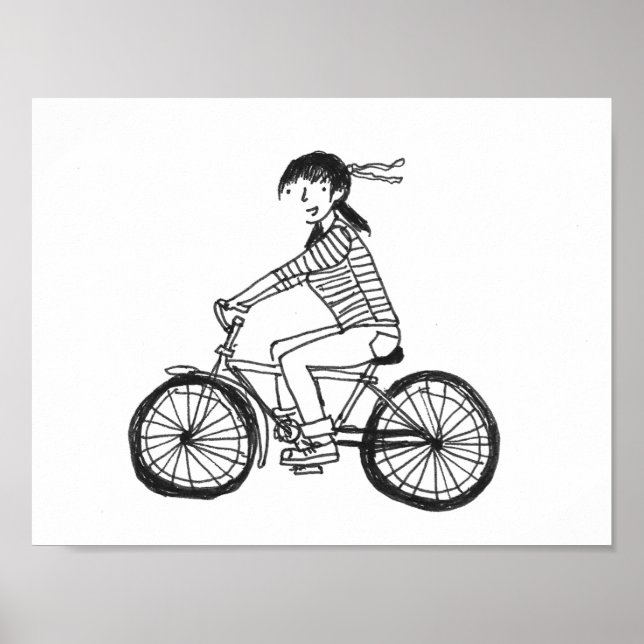 Girl on a Bike Illustration Poster (Front)