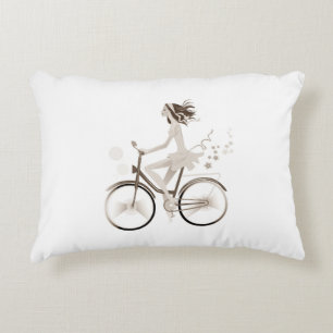 ***GIRL ON A BIKE RIDE*** FUN DECORATIVE CUSHION