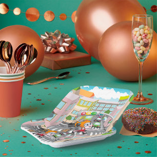 Girl On A Pedestrian Crossing Paper Plate