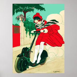 Girl on a Scooter by Alberto Fabio Poster