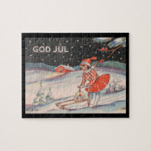 Girl on a sled, snow - vintage Christmas