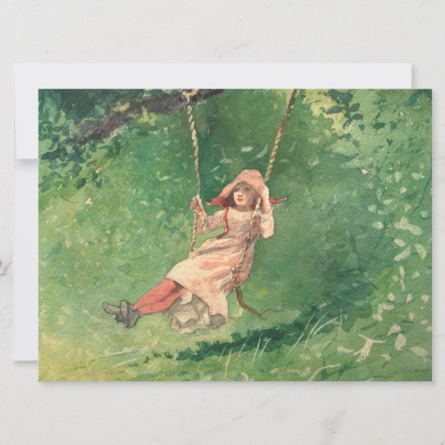 Girl on a Swing (Rural Childhood) (Winslow Homer) Card (Front)