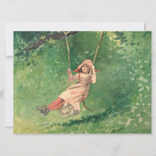 Girl on a Swing (Rural Childhood) (Winslow Homer) Card