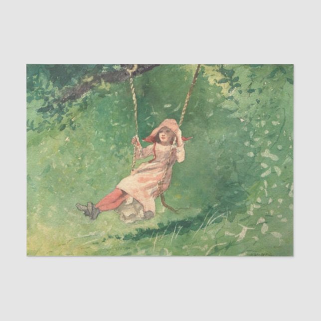 Girl on a Swing (Rural Childhood) (Winslow Homer) Tissue Paper (Front)